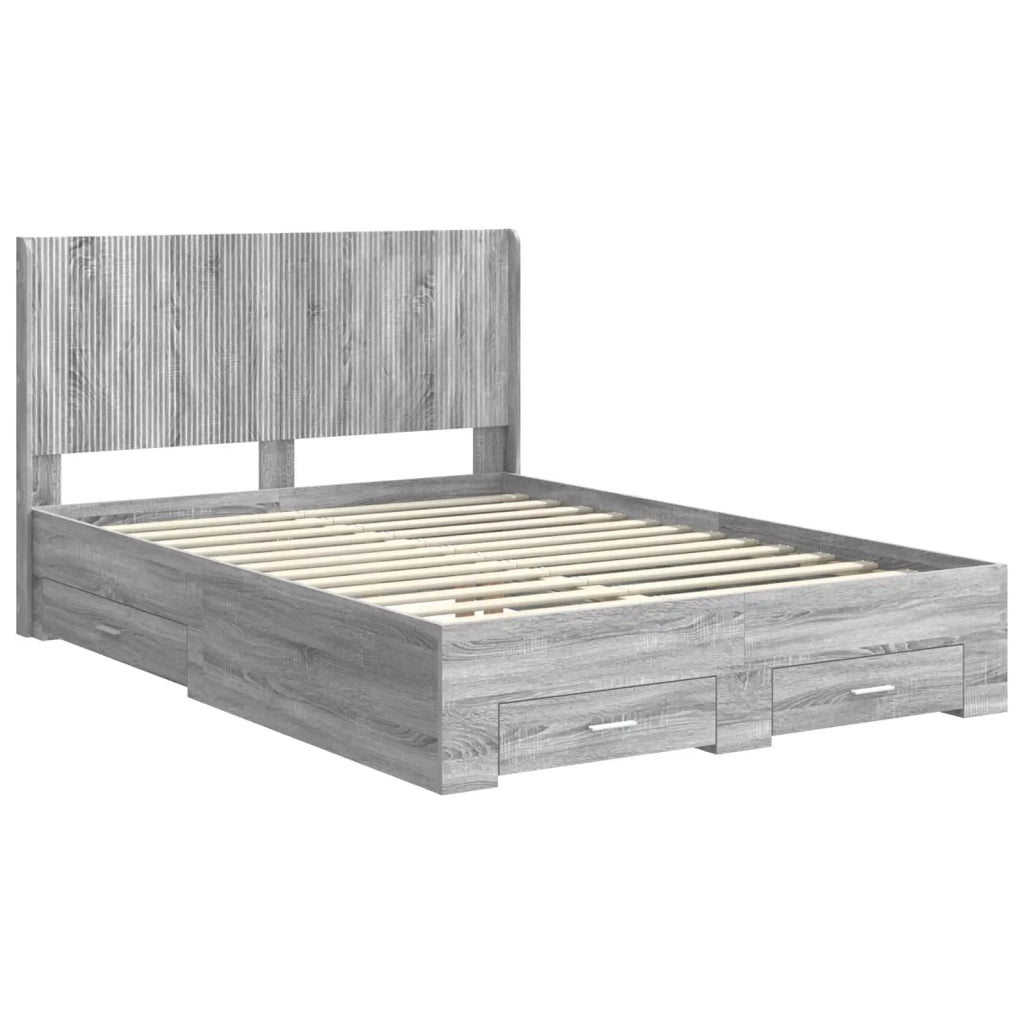 Struttura del letto con stoccaggio e testata Sonoma grigio 3414138