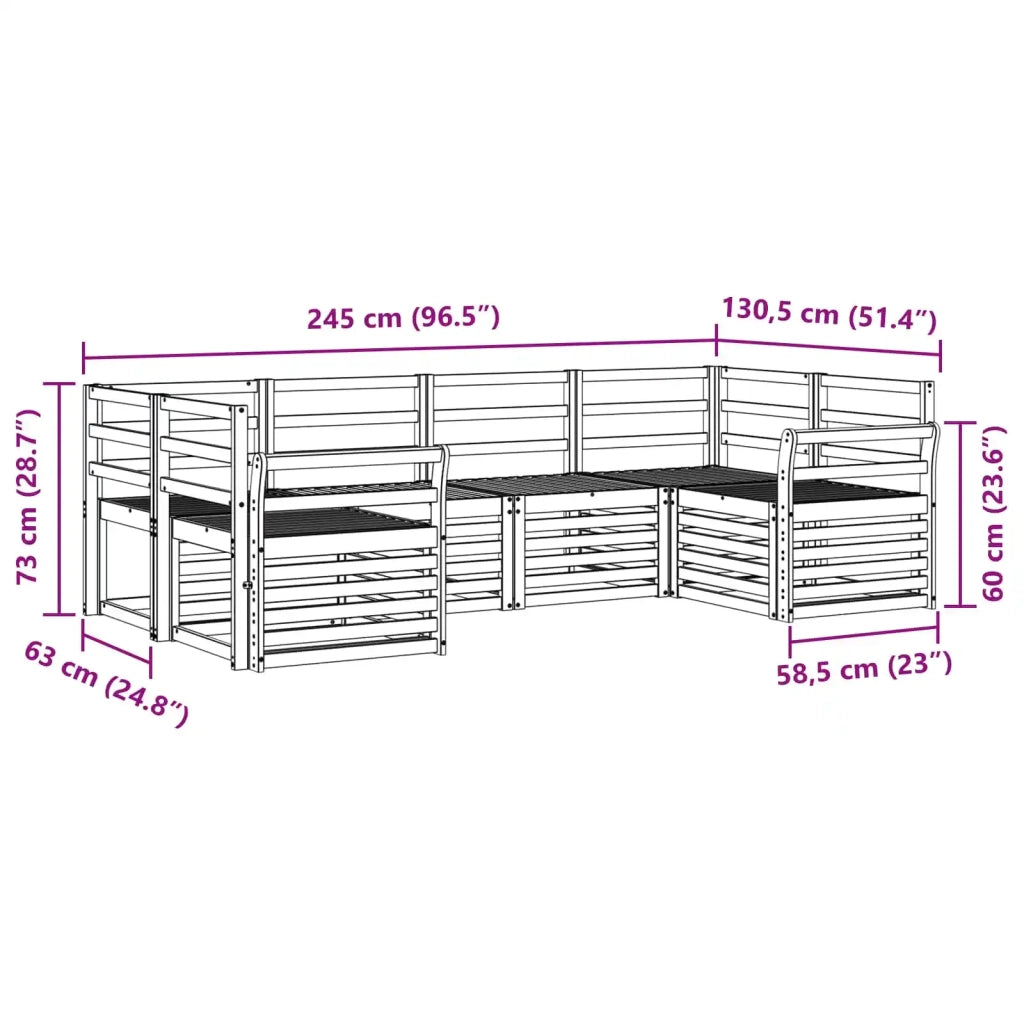 Set di divani da esterno 6 pcs Bianco 245 x 130,5 x 73 cm 3392394