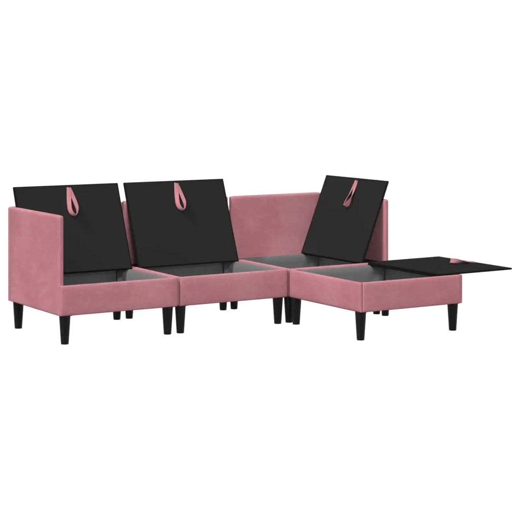 Set di mobili per il soggiorno con cuscino 4 pcs Rosa Velluto