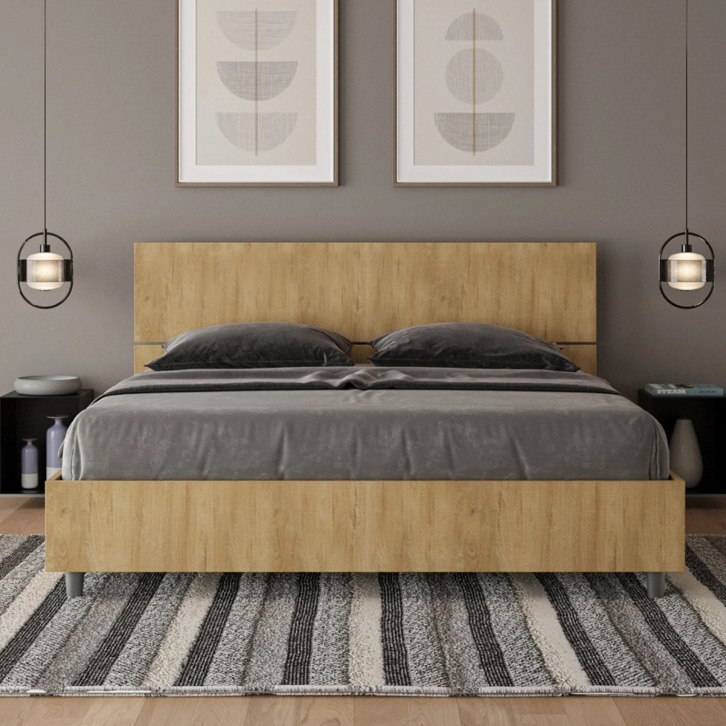 Letto matrimoniale contenitore 160x190 testata dritta cemento Demas