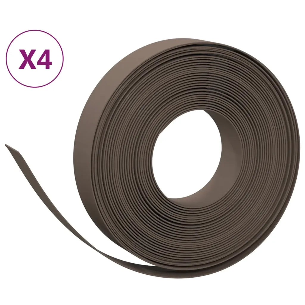 Bordature da Giardino 4 pz Marroni 10 m 10 cm in Polietilene 3155438