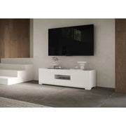 Porta TV moderno 3 ante 130x40x40 cm Riflesso - Bianco Lucido