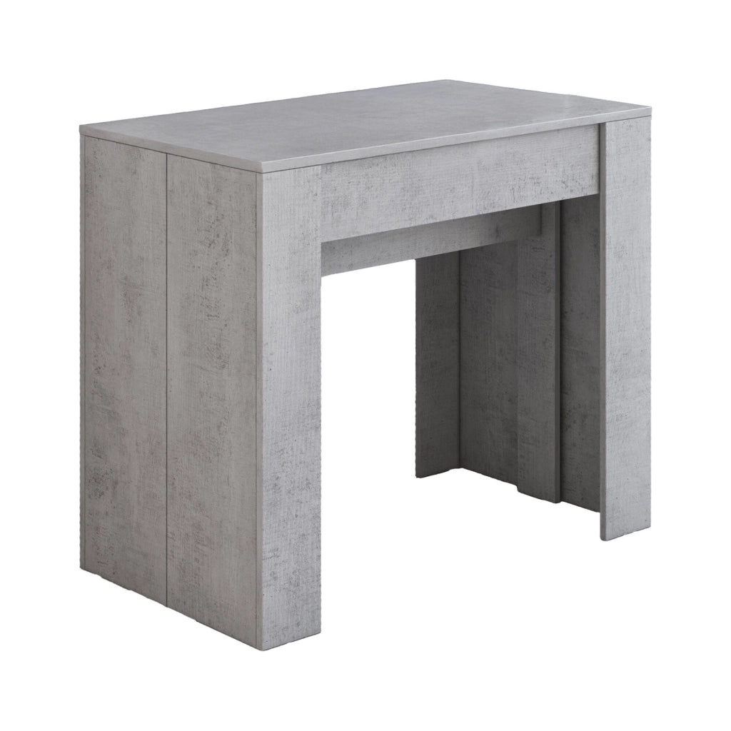 Consolle Ananda, Tavolo da pranzo estensibile fino a 10 posti, Consolle con allunghe moderna, Cm 90x52h78, Cemento