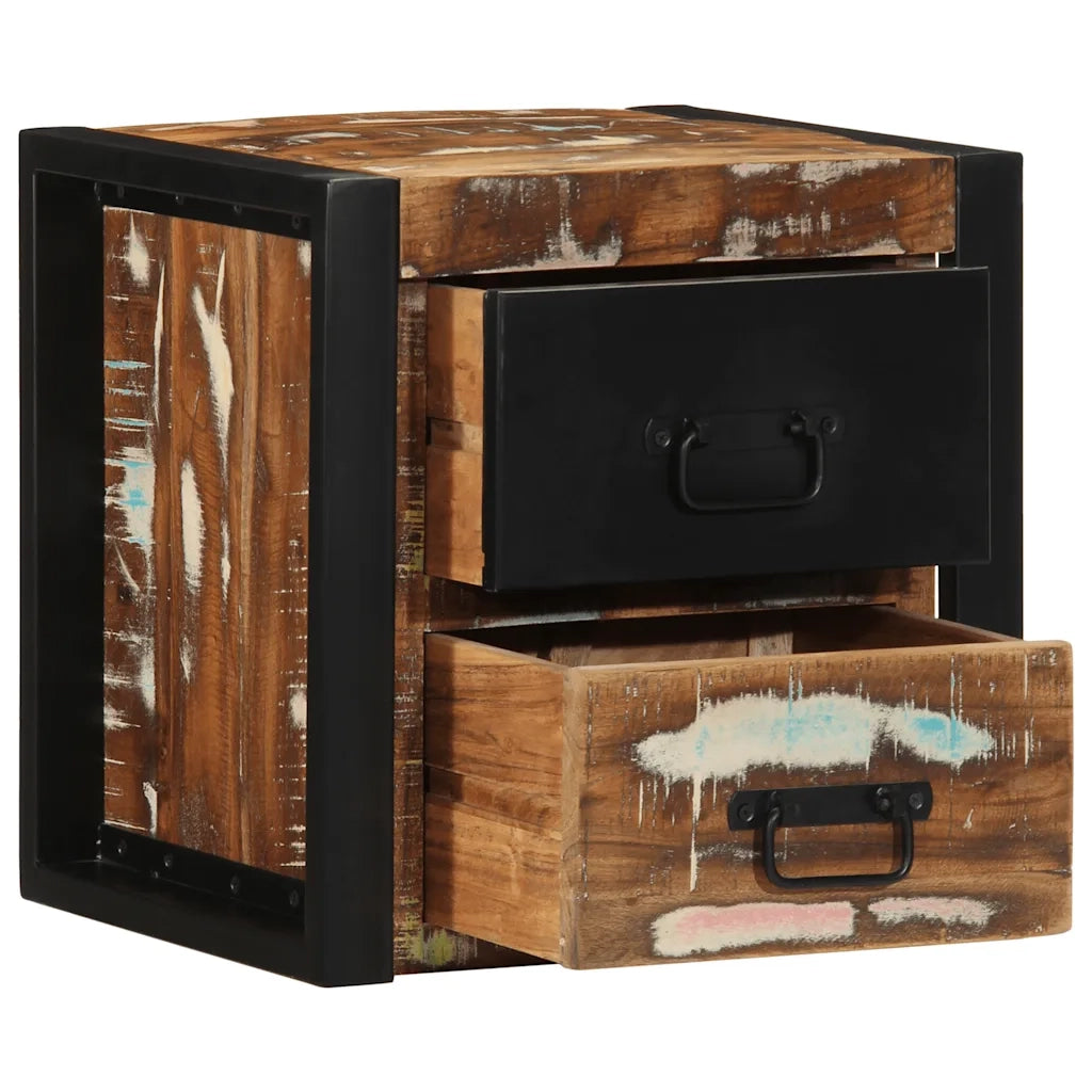 Comodini 2 pz-Set di 2 Tavolino da notte Multicolore 40x35x40cm in Legno Massello Recupero 735364