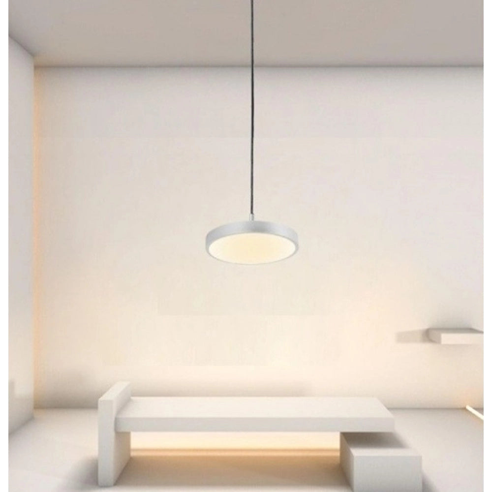 Trade Shop - Lampadario A Sospensione Led 40w Argento Cerchio Tondo Moderno Minimal Luce 4000k 32934 -