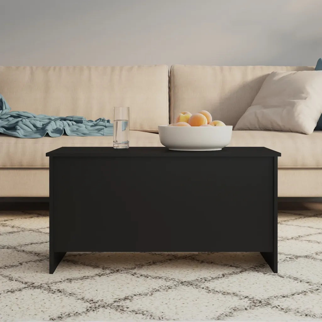 Tavolino da Salotto Nero 102x55,5x52,5 cm in Legno Multistrato 809666