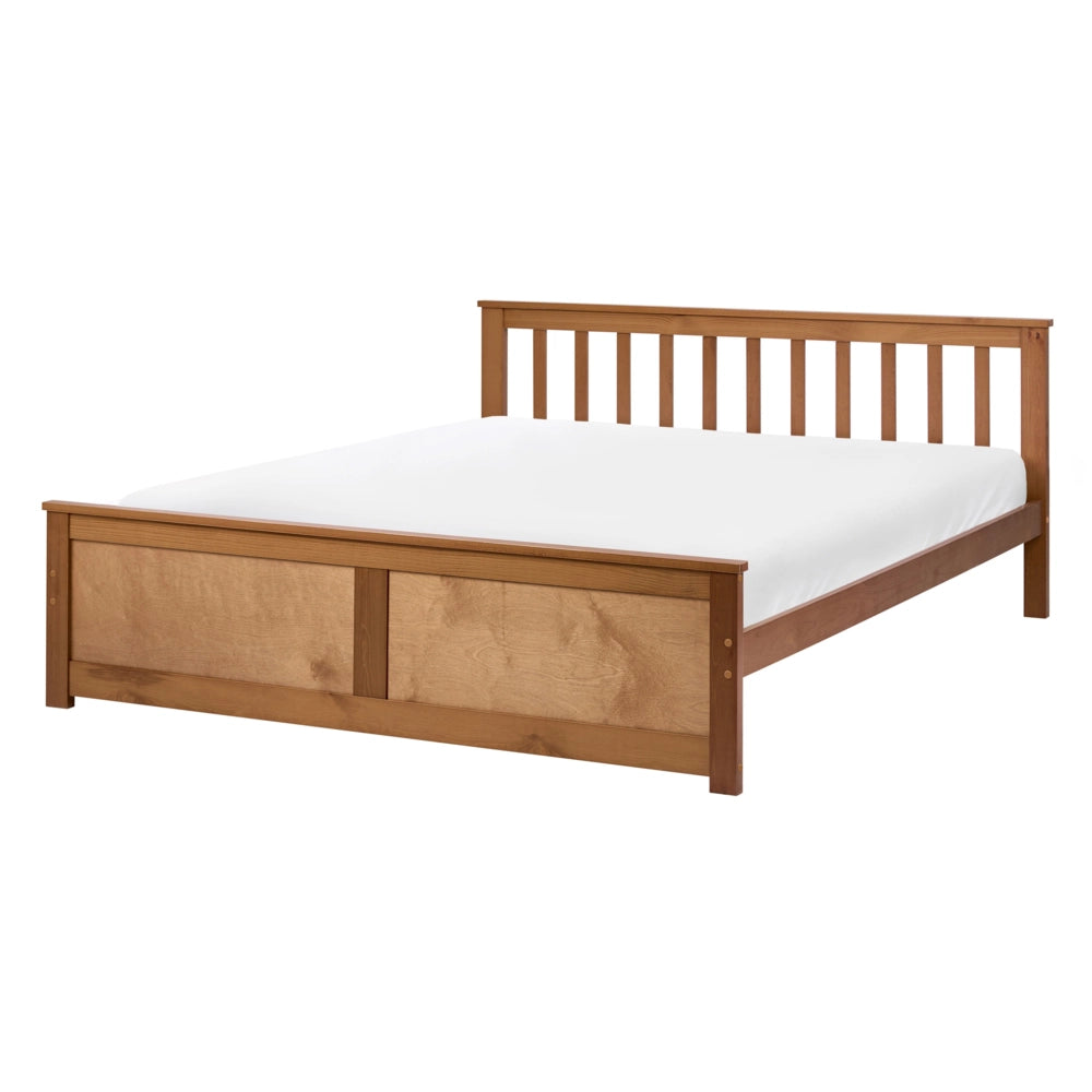 Letto matrimoniale in pino MDF con rete a doghe 140 x 200 cm in marrone stile minimalista scandinavo