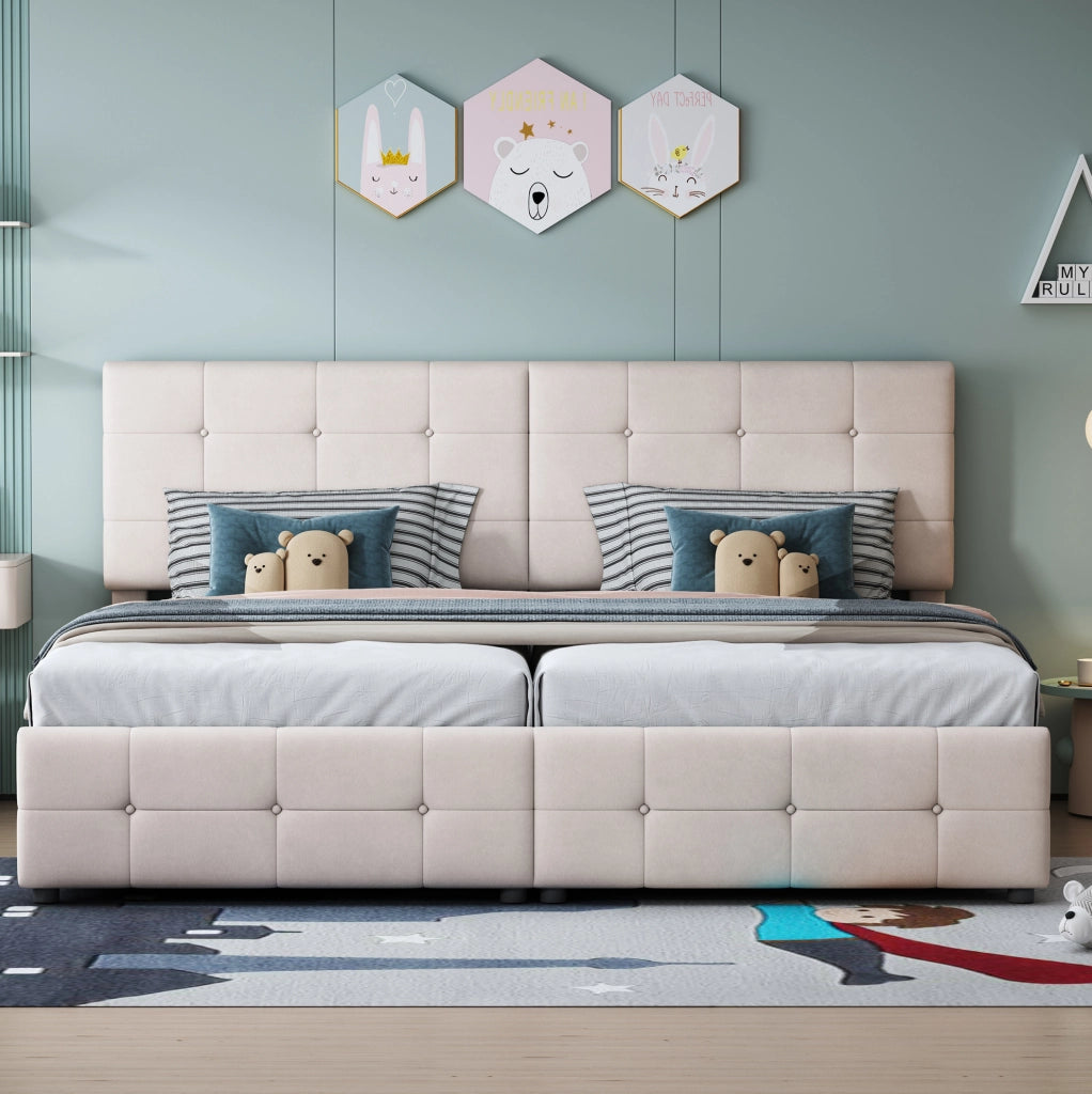 Letto imbottito 180x200 con contenitore idraulico e funzione 2 in 1