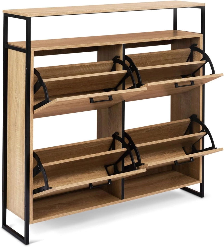 IDMarket - LUIS Scarpiera a 4 ante con ripiano superiore dal design industriale