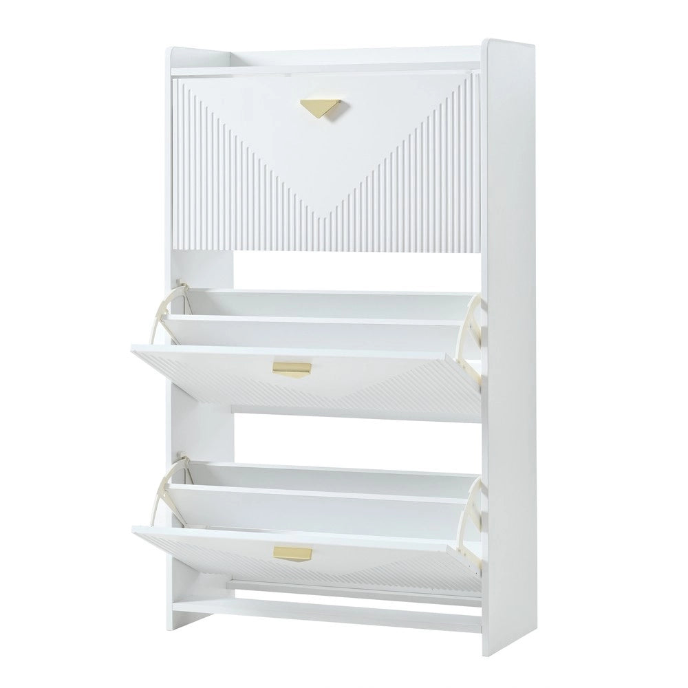 Scarpiera con Ante Ribaltabili ¨C MINIMAL ¨C Bianco, MDF, 70x30x120 cm