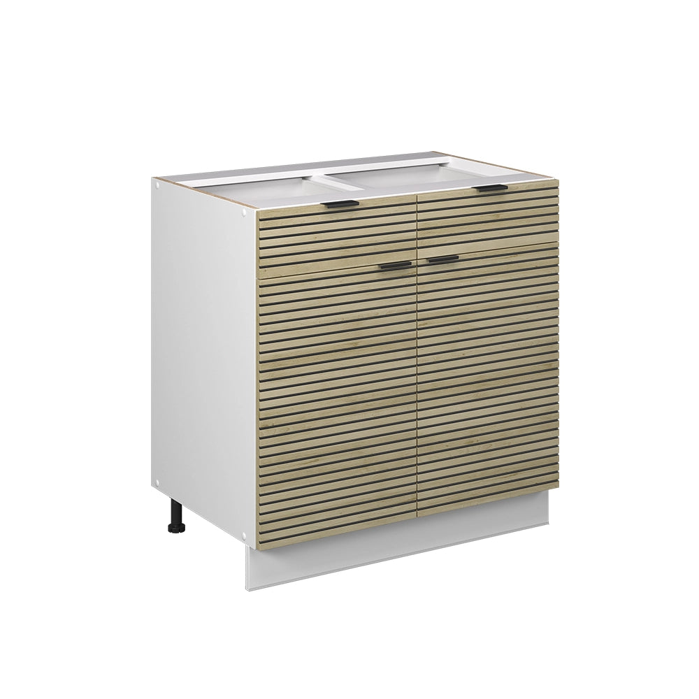 Mobiletto base per cucina Fame-Line Pannello in quercia/Bianco 80 cm senza piano di lavoro Vicco