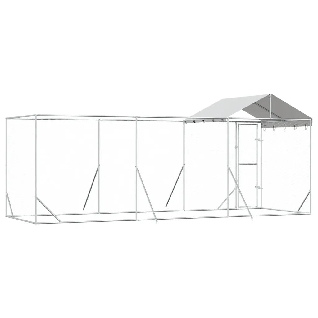 Cuccia Cani da Esterno Tetto Argento 6x2x2,5 m Acciaio Zincato 3190467