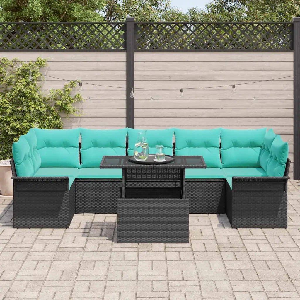 Set Divano da Giardino 8 pcs Nero Rattan in Polipropilene 3356979