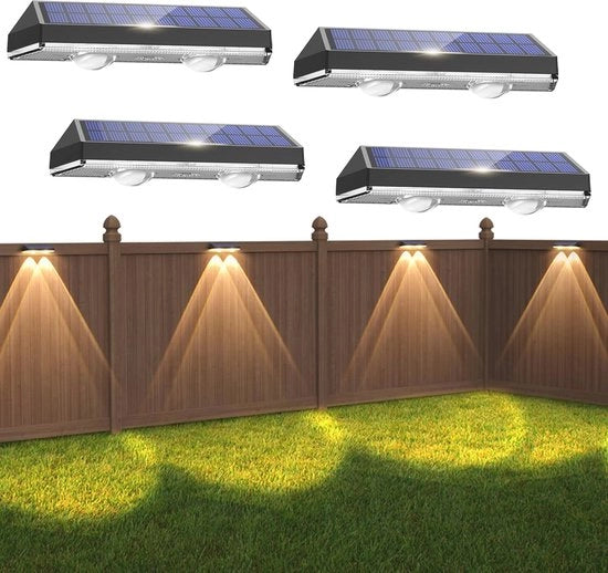 Lampade da parete a energia solare per esterno - 4 pezzi IP65 impermeabili - 3 modalità di illuminazione - Illuminazione esterna a energia solare con LED - Lampade da cancello