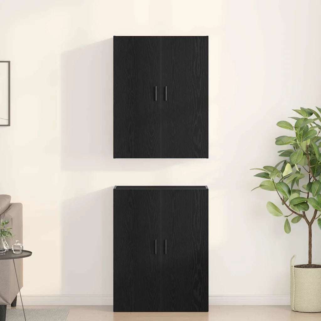 Mobiletto a muro 2 pcs Rovere Nero 69,5 x 34 x 90 cm 3333103