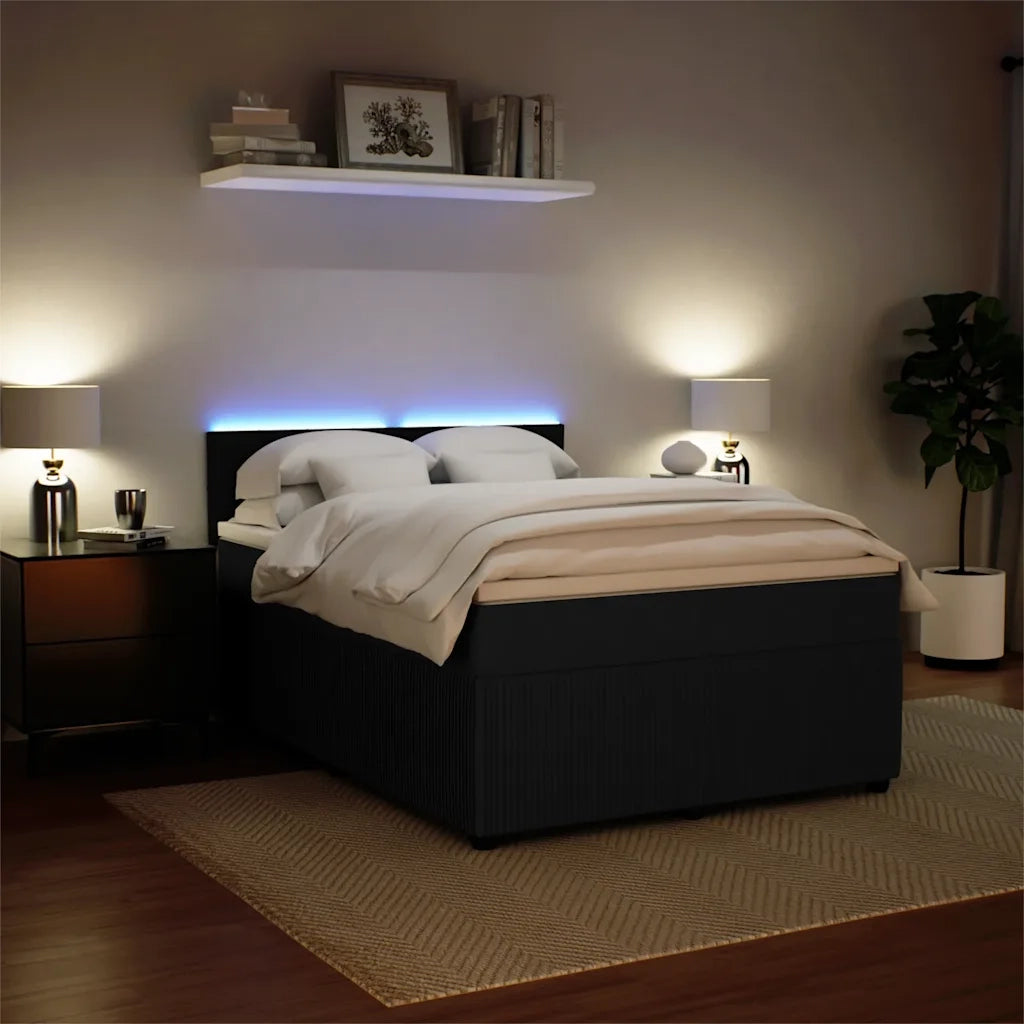 vidaXL Giroletto a Molle con Materasso Nero 160x200 cm in Velluto