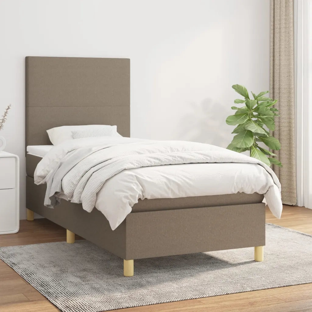 Letto singolo | Letto per adulti | Giroletto a Molle con Materasso Tortora 80x200 cm inTessuto