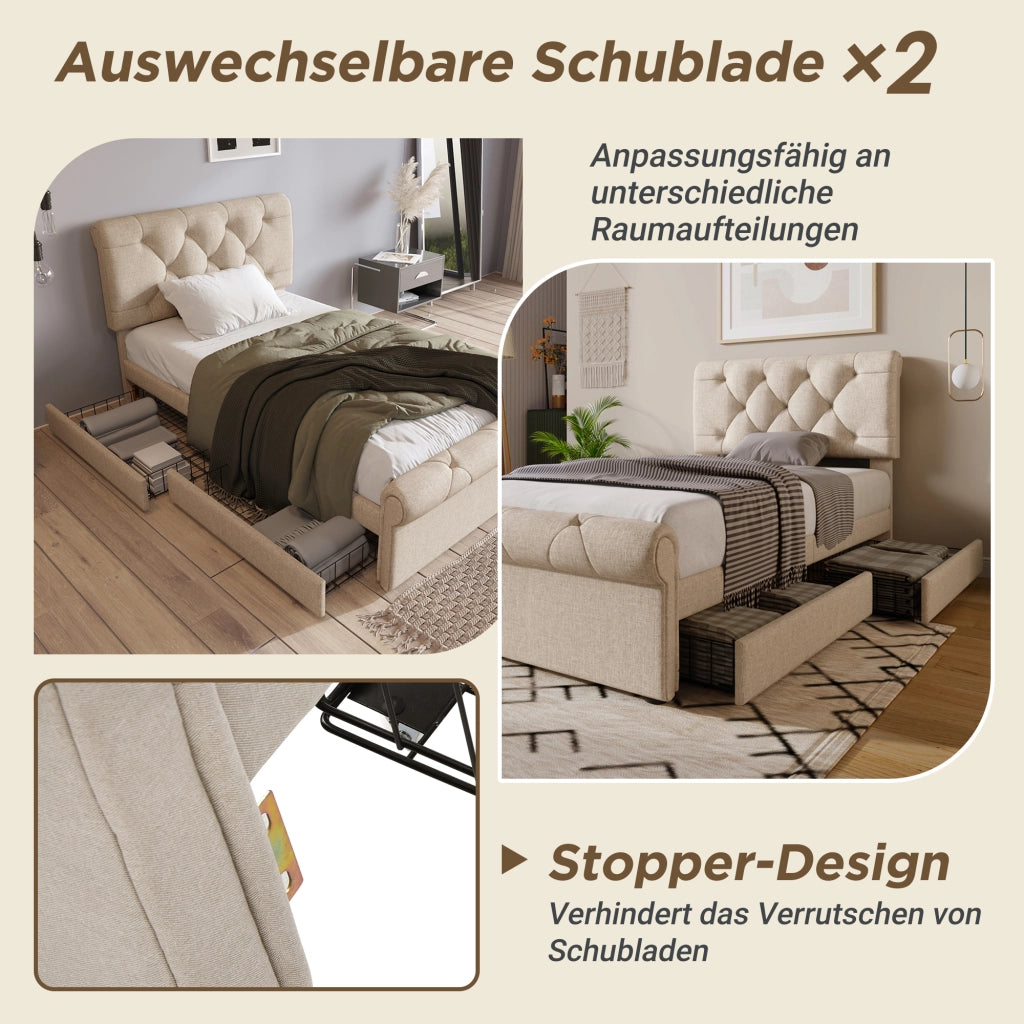 letto singolo metallo e legno naturale 90 x 200 cm