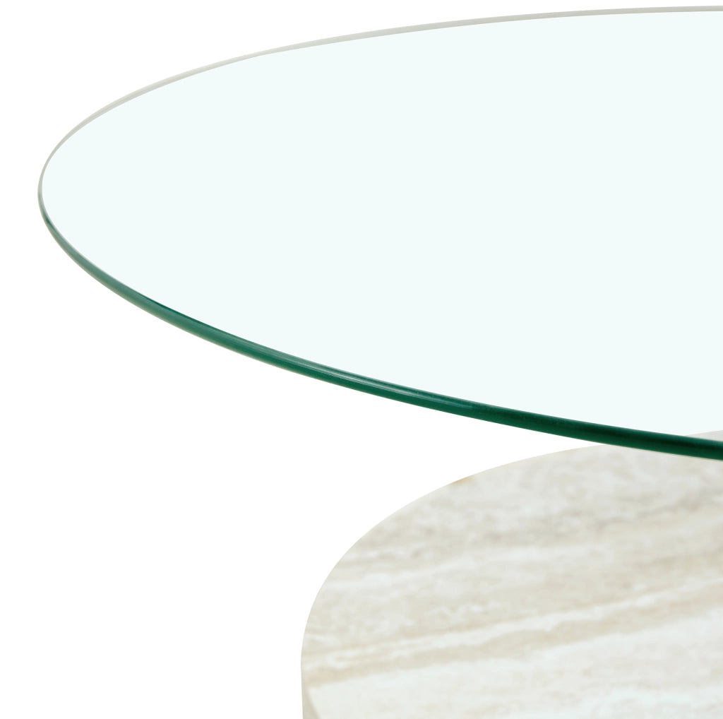 Tavolino da caffè 78.5x78.5x24.5 cm a due ripiani in MDF e vetro grigio chiaro