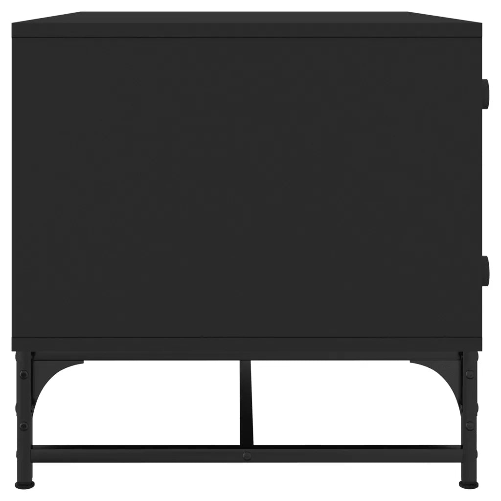 Tavolino da Salotto con Ante in Vetro Nero 68,5x50x50 cm 836540