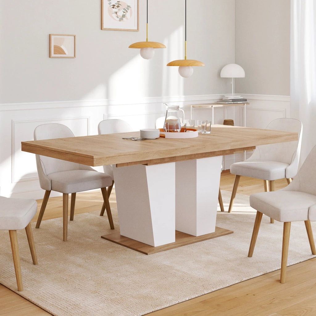 IDMarket - ELIAD tavolo da pranzo rettangolare allungabile 6-10 persone legno e bianco 160-200 cm