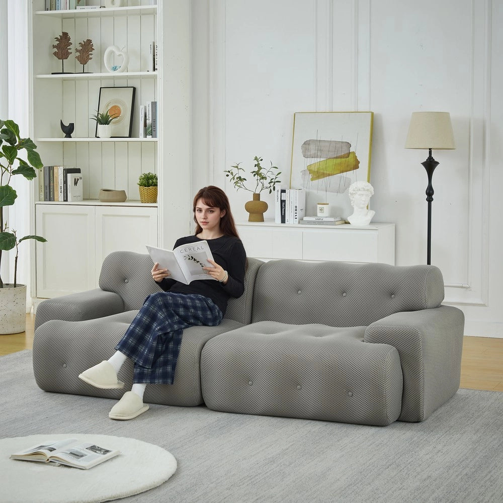 Divano 2 Posti Cloud con Braccioli Larghi ¨C Xylo ¨C Grigio, Tessuto, Design Moderno