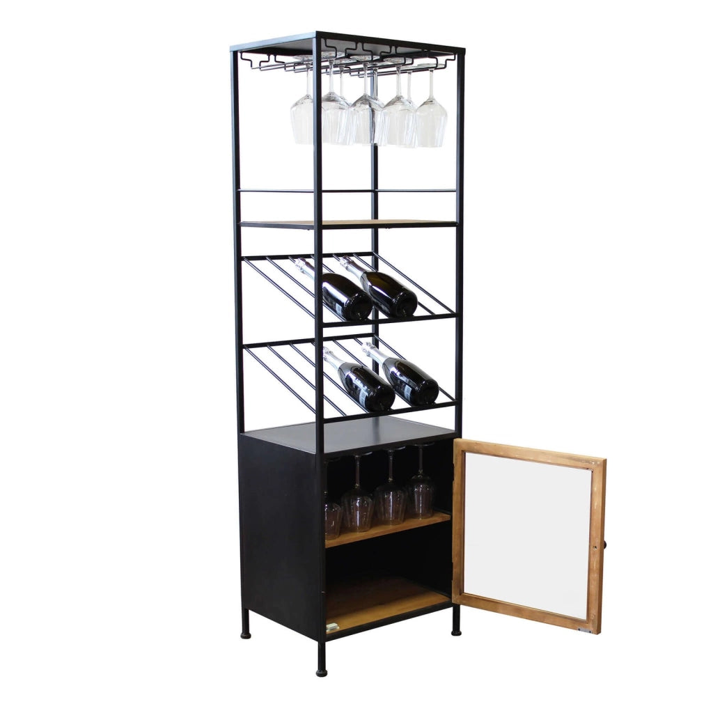Scaffale per bottiglie e calici in Acciaio Legno cm 39x50x165 - WINE