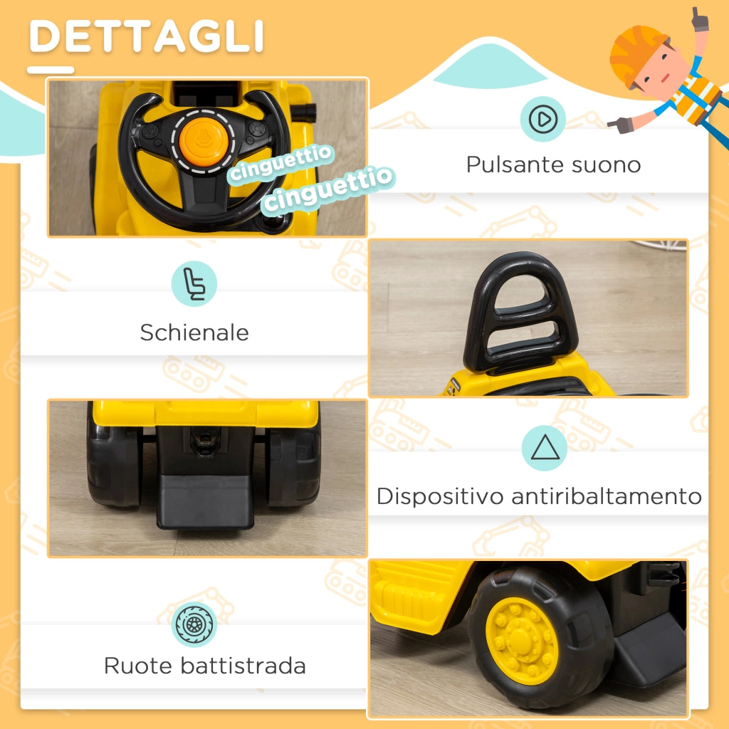 Trattore a Pedali per Bambini ¨C zephmum ¨C Giallo e Nero 86x27.5x47.5 cm