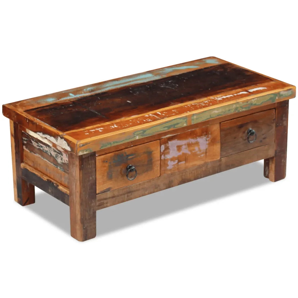 Tavolino da Caff¨¨-Tavolino da soggiorno-Tavolino da Salotto con Cassetti in Legno Recuperato 90x45x35 cm