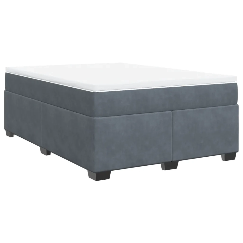 Giroletto a Molle con Materasso Grigio Scuro 140x200 cm Velluto