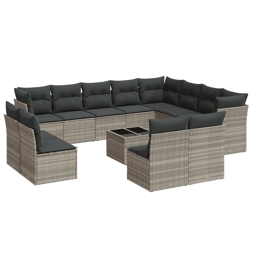 Set Divani Giardino 13 pz con Cuscini Grigio Chiaro Polyrattan