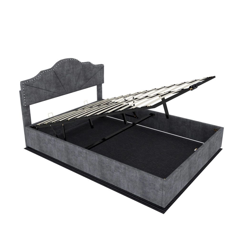 letto moderno in tessuto e metallo grigio 160 x 200 cm