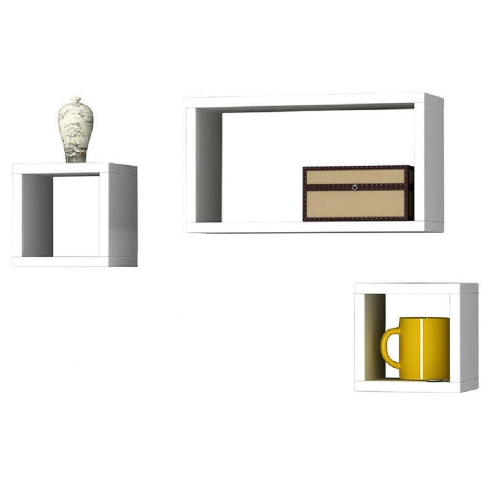 Trade Shop - Set 3 Mensole Cubi A Parete In Legno Mdf Scaffale Libreria Mensola Vari Colori -