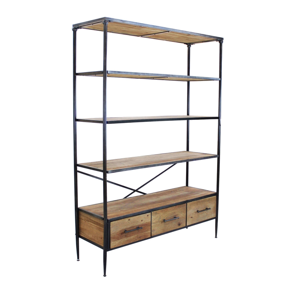 DELMAR SCAFFALE INDUSTRIAL 5 PIANI E 3 CASSETTI 128X44,5X153,5 CM LEGNO