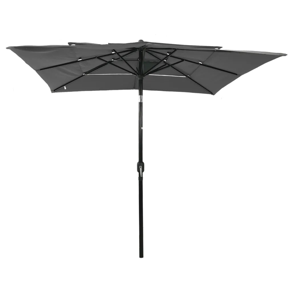 Ombrellone a 3 Livelli con Palo in Alluminio Antracite 2,5x2,5m 313838