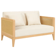 Artena Duo - Divano 2 Posti 143x80x84,5 cm Divanetto in Legno Massello e Polyrattan Rovere con Cuscini Bianco