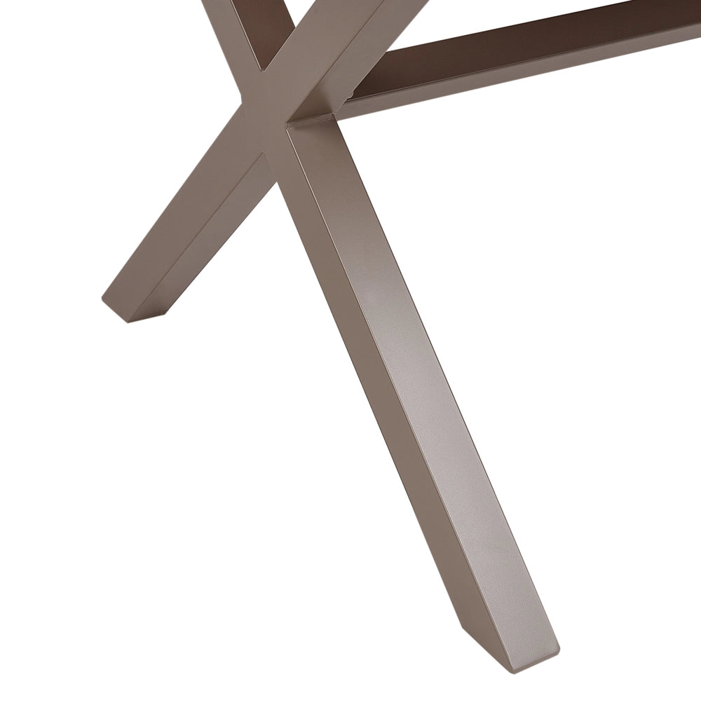Tavolo da pranzo da giardino Taupe Struttura in alluminio 4-6 posti resistente alle intemperie Patio esterno