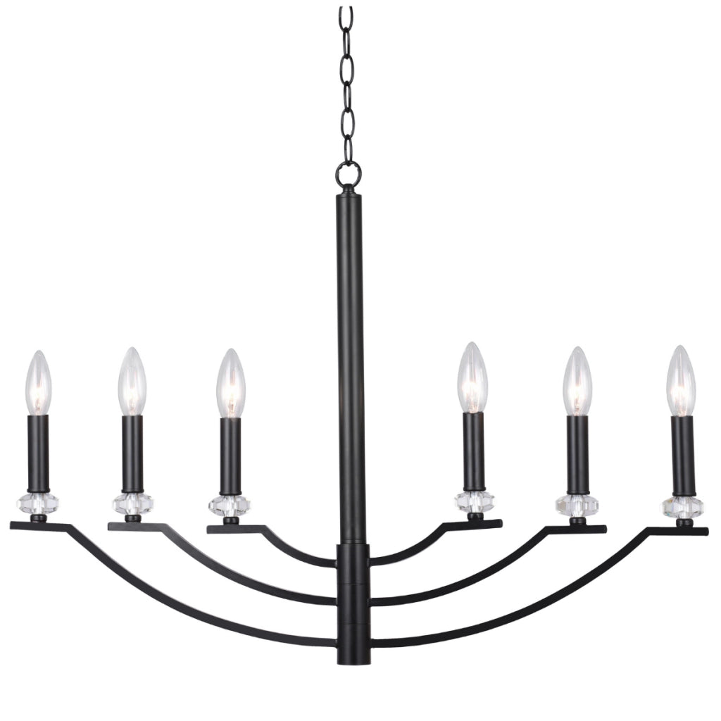 Lampadario HIMS industriale nero 6 luci E14 metallo Polux