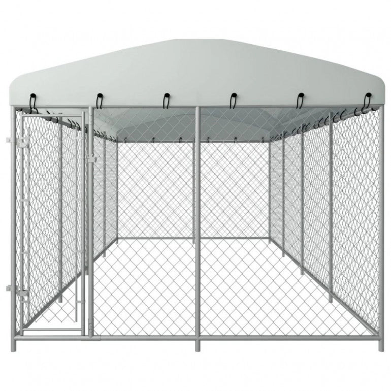 Recinzione con copertura per cani da esterno Ezooza Bullmastiff 800 x 400 x 200 cm di colore metallo