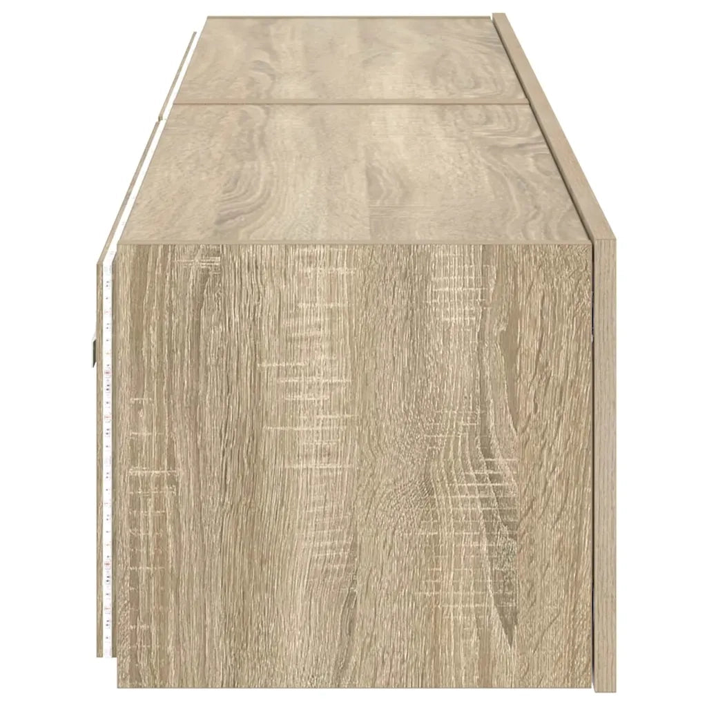 Mobili TV a Parete con Luci LED 2pz | Armadietto TV | Mobile Porta TV Rovere Sonoma 80x35x31 cm