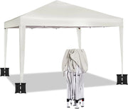 Gazebo da Giardino Richiudibile 3x3m Gazebo da Esterno in Ferro Regolabile in Altezza Tendone Pieghevole con Set di 4 Sacchi di Sabbia, Facile da Montare Beige