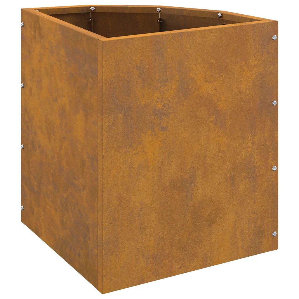 Vaso d'angolo-Fioriera-Contenitore per Piante Ruggine 30 x 30 x 35 cm acciaio corten