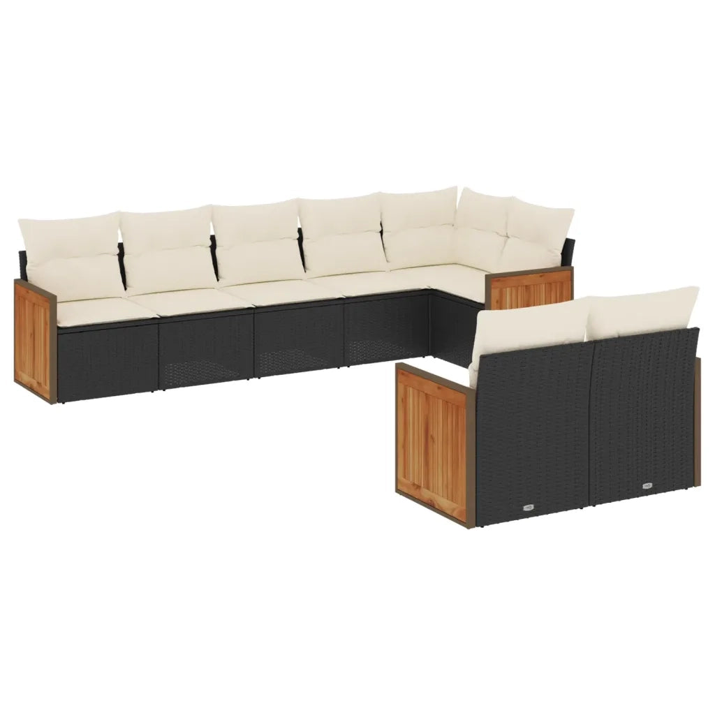 Set Divani da Giardino con Cuscini 8 pz Nero in Polyrattan 3260229
