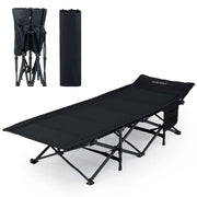 Lettino da campeggio pieghevole 189 x 69 x 48 cm comodo e pratico per uso interno ed esterno in tessuto Oxford nero 20_0018057