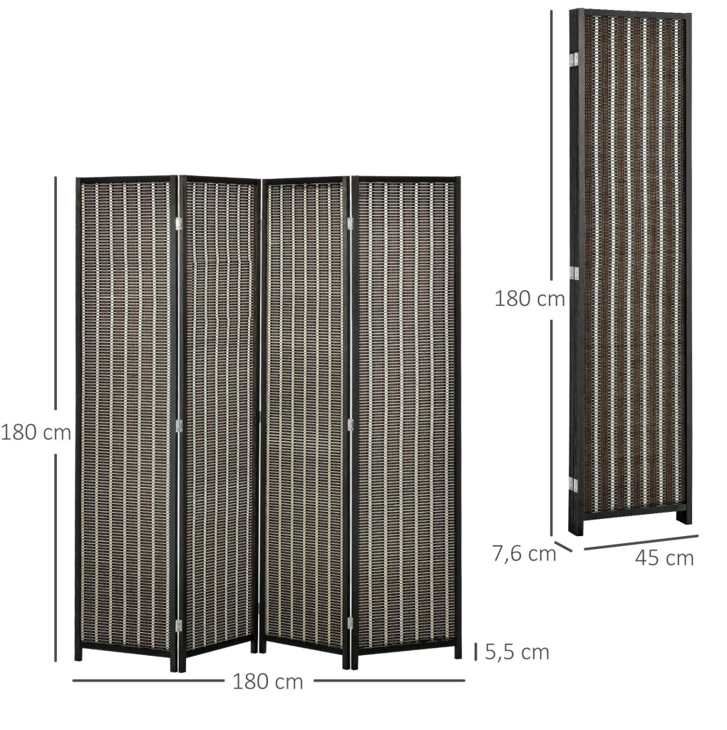 Paravento 4 pannelli 180 x 180 cm in bambù marrone pieghevole