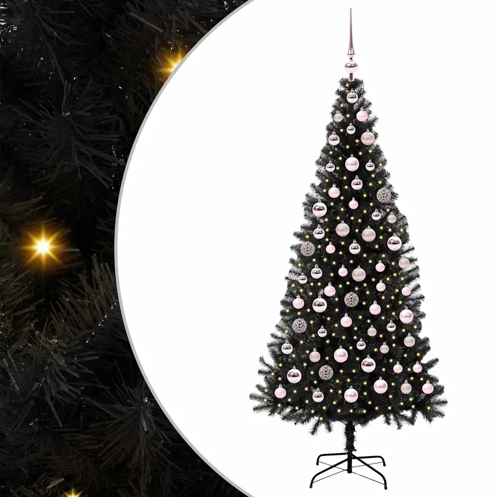 Albero di Natale | Decorazioni natalizie con 300 LED con supporto Nero 180 cm PVC