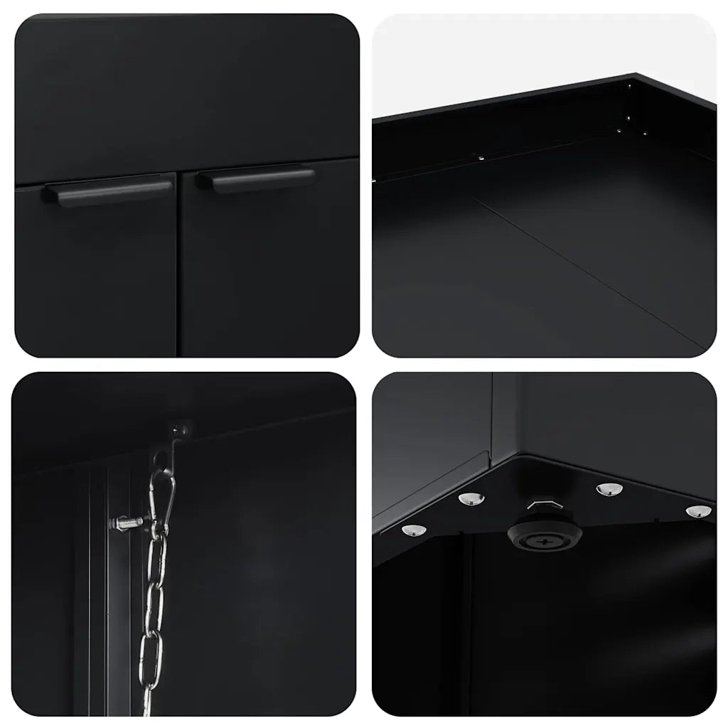 Contenitore per Rifiuti per 4 Bidoni Nero 272 x 77,5 x 121,5 cm 3394740