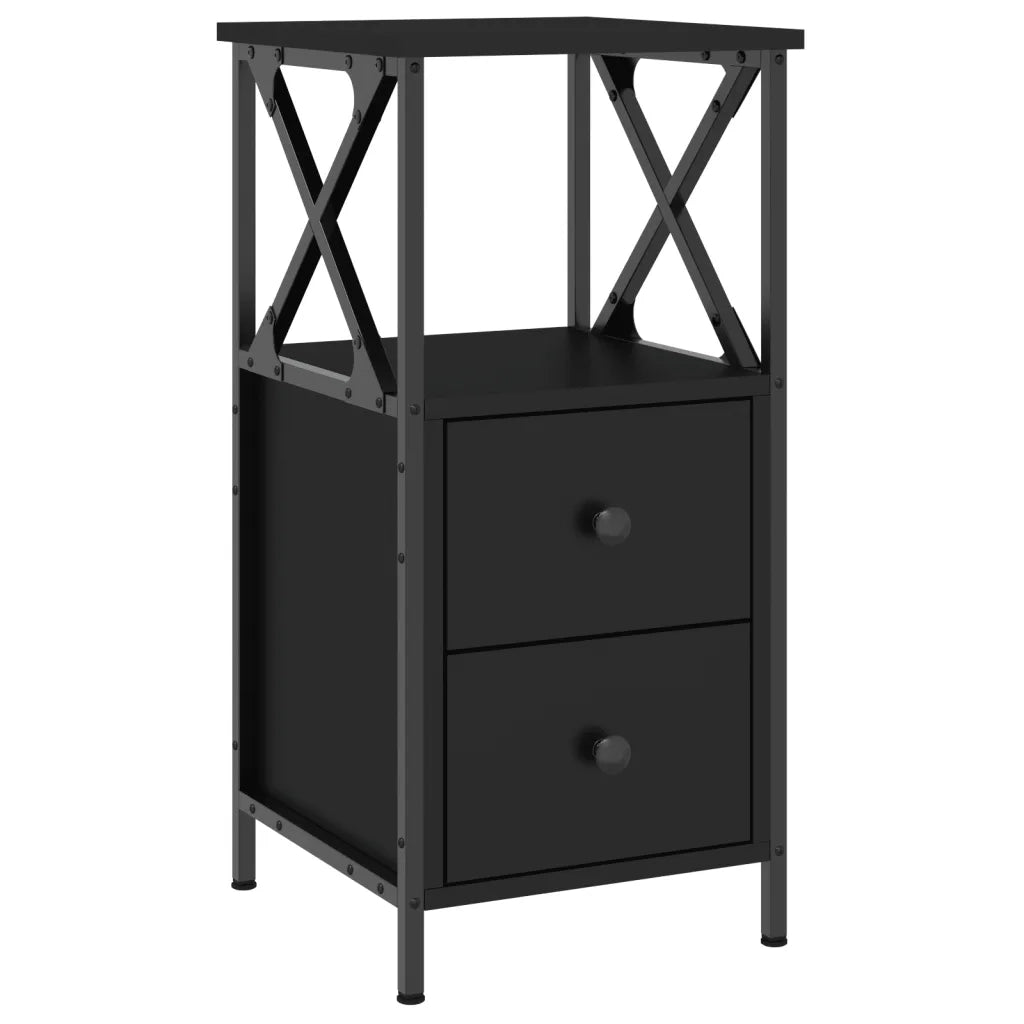 Comodino Nero 34x35,5x70 cm in Legno Multistrato 825943