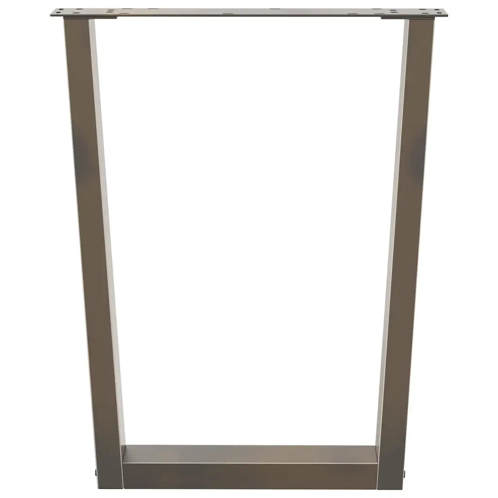 Gambe per tavolo da pranzo a forma di V 2 pz in acciaio naturale 70x(72-73,3) cm