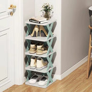 Rack per scarpe a 5 livelli - stabile e ripiegabile - plastico - design sottile - organizzatore di archiviazione - fai da te - combinazione di spazio di archiviazione - risparmio di spazio